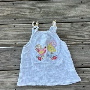Mud Pie Girls 4T Tank Top White Chickens Floral Designs